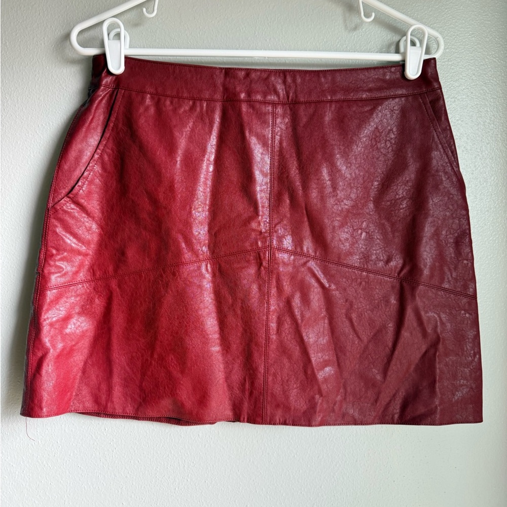 Lulu's Maroon Leather Mini Skirt